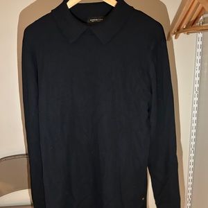 Navy Scotch and soda woolblend long sleeve with collar - large - worn <5 times!
